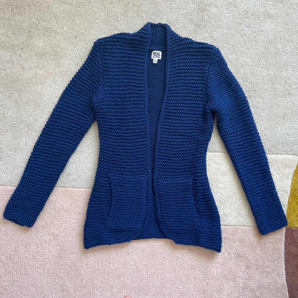 Neal Sperling Chunky Knit Textured Cotton Blend Slim Fit Cardigan Size Women's S - Picture 2 of 12